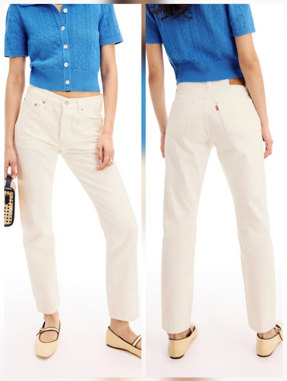 Levi's Straight Leg 501 Jeans In White Cotton Size 27